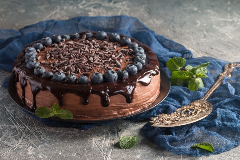 chocolate cake with blueberry