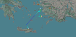 Η διαδρομή της πτήσης της Jet2 με τους κύκλους αναμονής πάνω από την Πάτμο στο Flightradar24